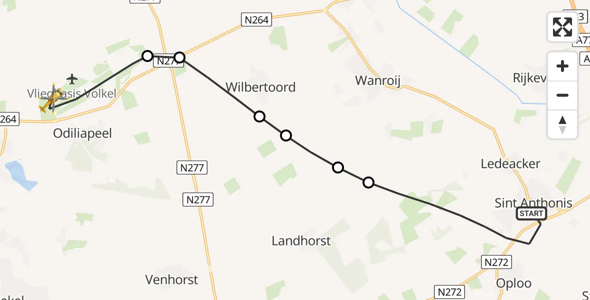 Routekaart van de vlucht: Lifeliner 3 naar Vliegbasis Volkel, Vliegbasis Volkel