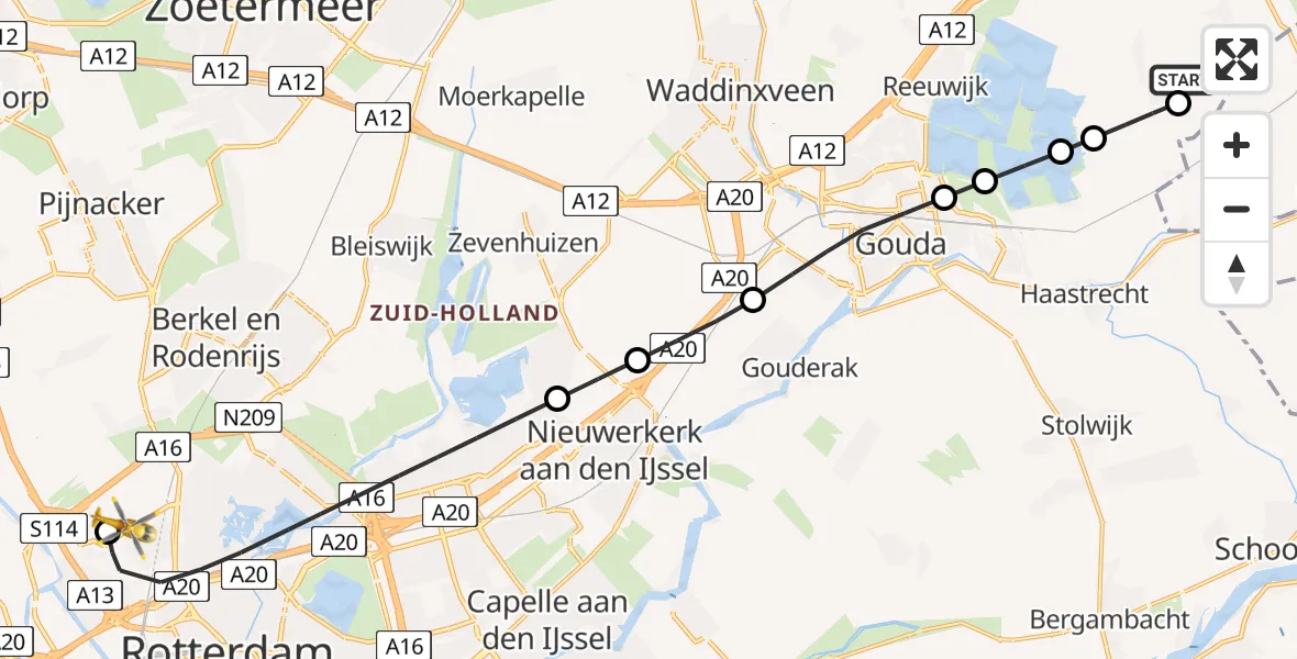 Routekaart van de vlucht: Lifeliner 2 naar Rotterdam The Hague Airport, Rotterdam The Hague Airport