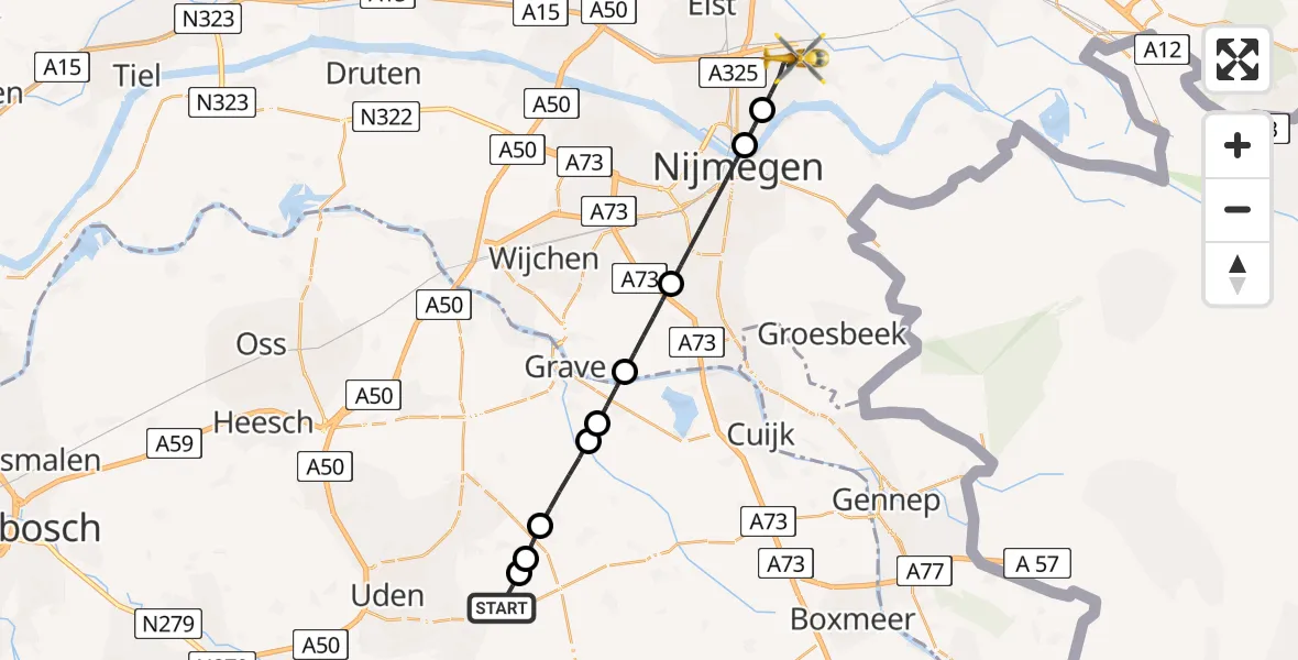 Routekaart van de vlucht: Lifeliner 3 naar Bemmel, Gouden Appel