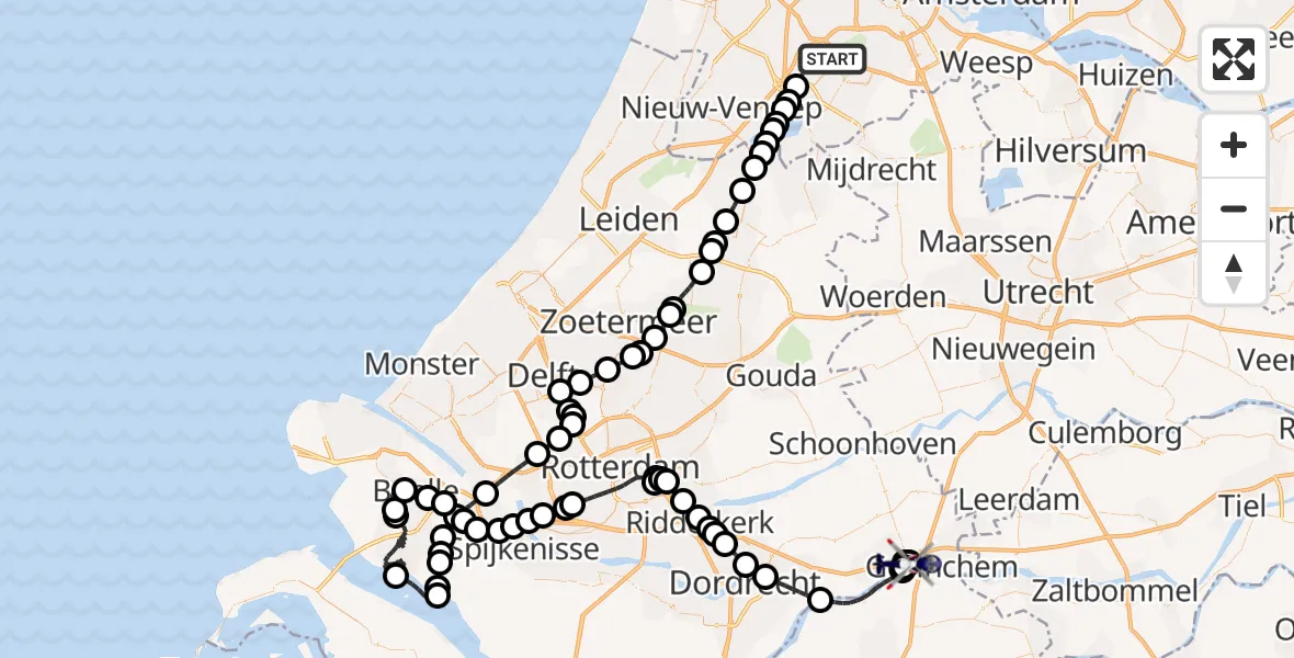 Routekaart van de vlucht: Politiehelikopter naar Sleeuwijk, Kerkeinde