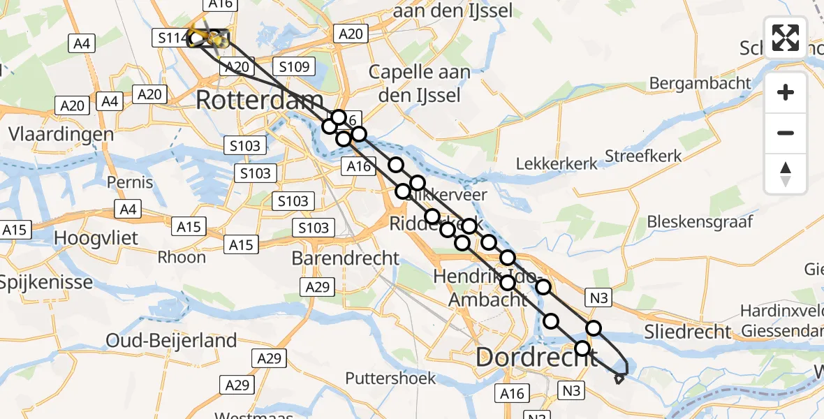 Routekaart van de vlucht: Lifeliner 2 naar Rotterdam The Hague Airport, Rotterdam The Hague Airport