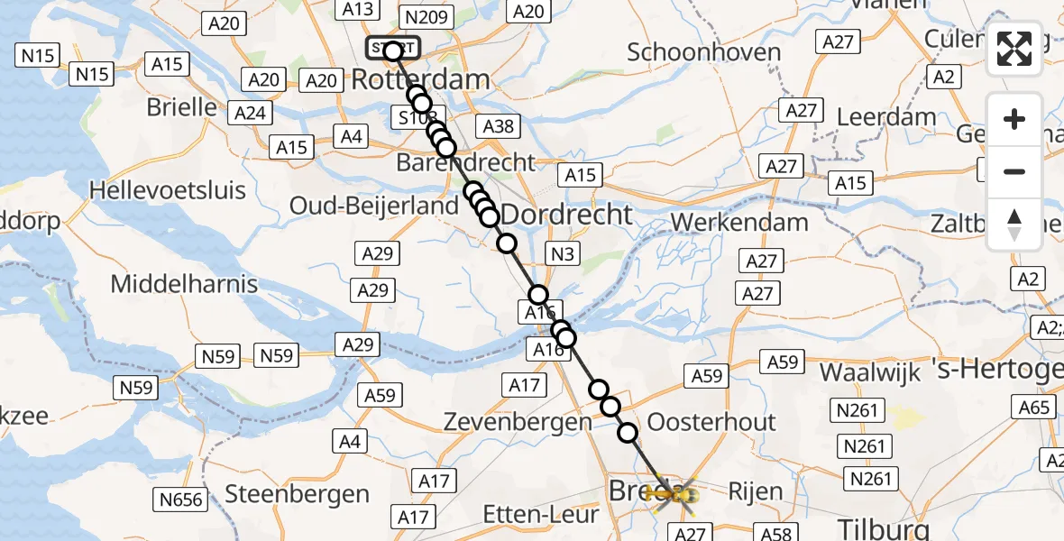 Routekaart van de vlucht: Lifeliner 2 naar Breda, Molenslag