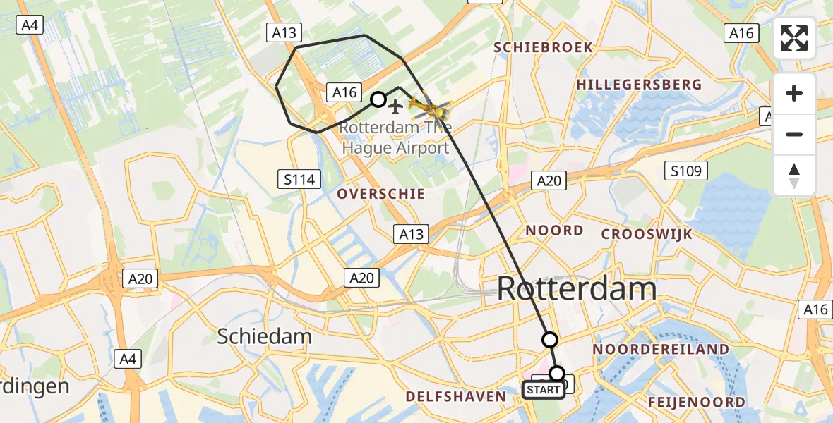 Routekaart van de vlucht: Lifeliner 2 naar Rotterdam The Hague Airport, Rotterdam The Hague Airport