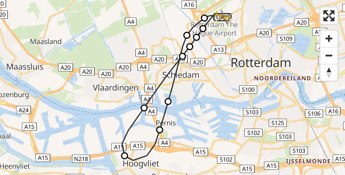 Routekaart van de vlucht: Lifeliner 2 naar Rotterdam The Hague Airport, Rotterdam The Hague Airport