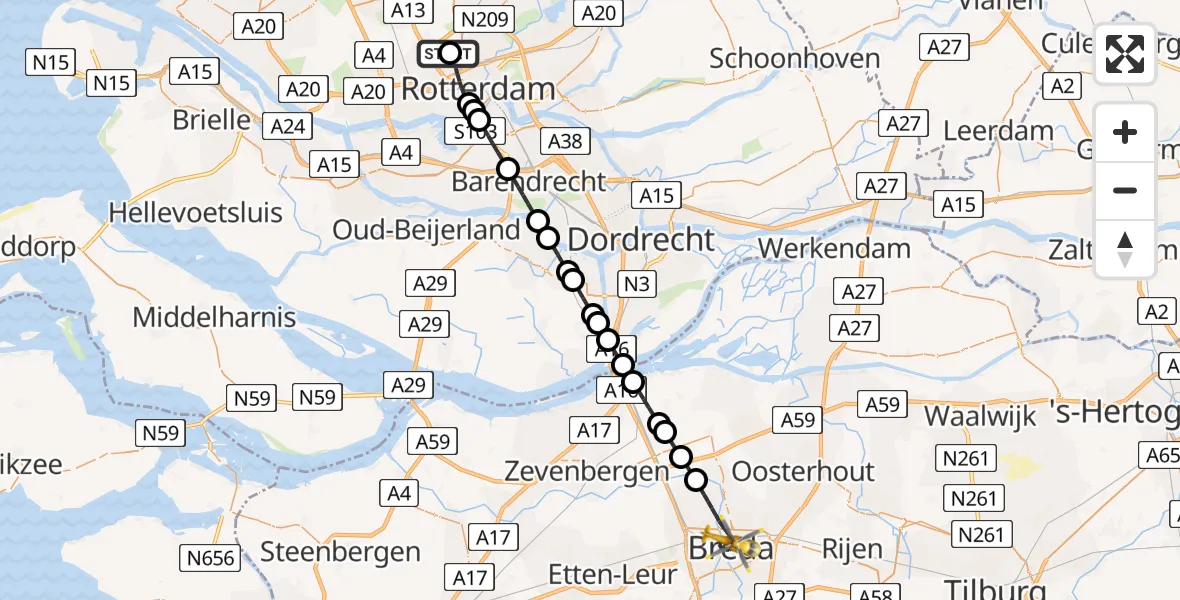 Routekaart van de vlucht: Lifeliner 2 naar Breda, Nieuwe Prinsenkade
