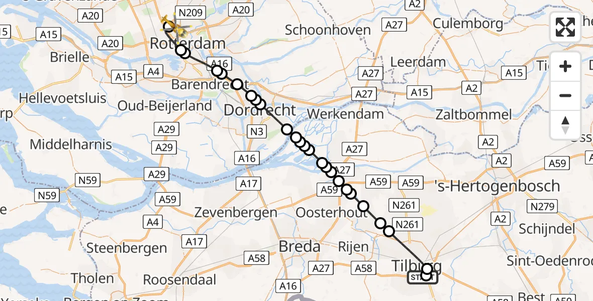 Routekaart van de vlucht: Lifeliner 2 naar Rotterdam The Hague Airport, Rotterdam The Hague Airport