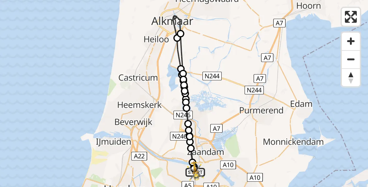 Routekaart van de vlucht: Lifeliner 1 naar Amsterdam Heliport, Amsterdam Heliport