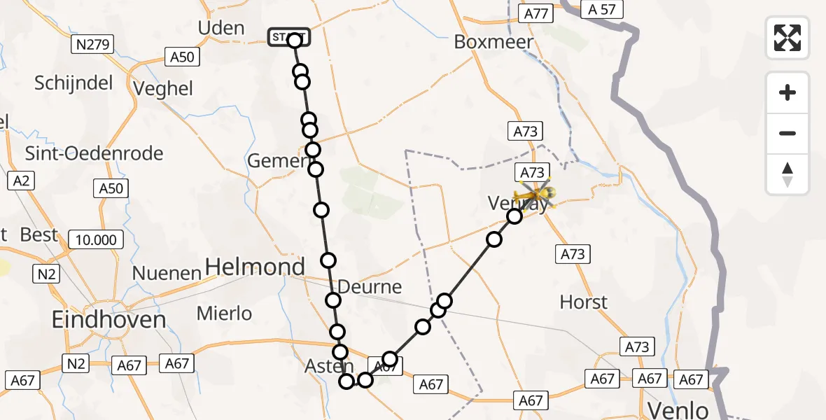 Routekaart van de vlucht: Lifeliner 3 naar Venray, Lathyrus
