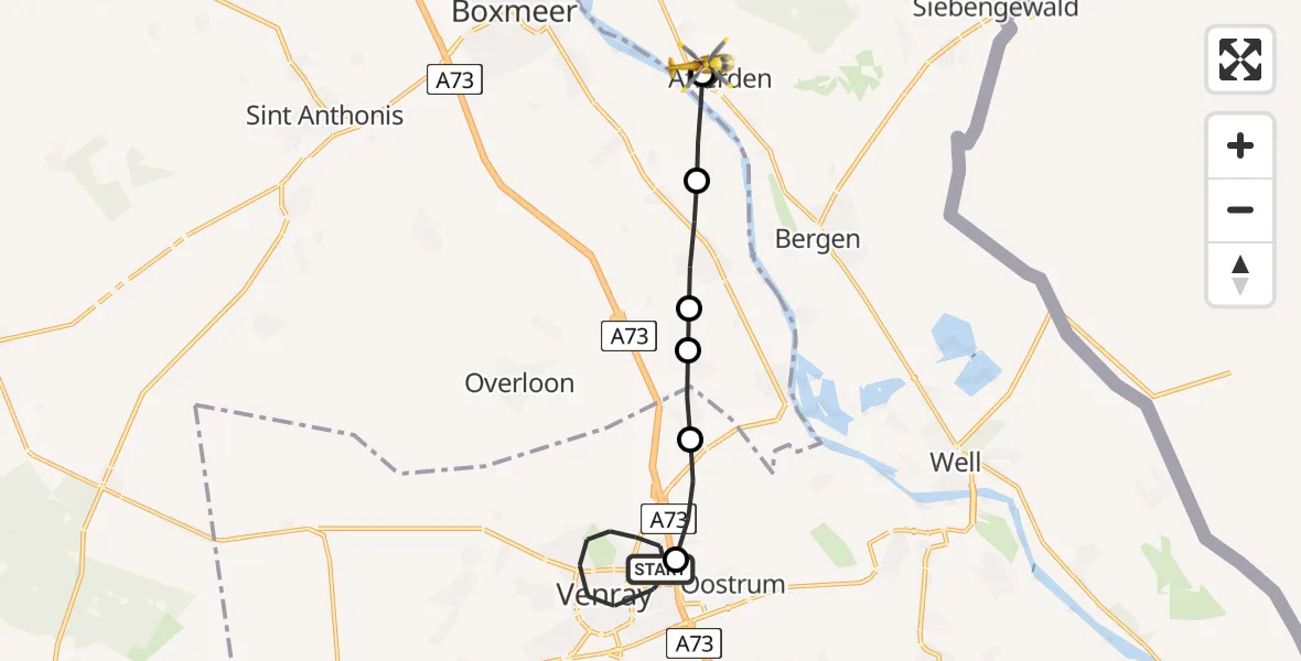Routekaart van de vlucht: Lifeliner 3 naar Afferden, Elskampweg