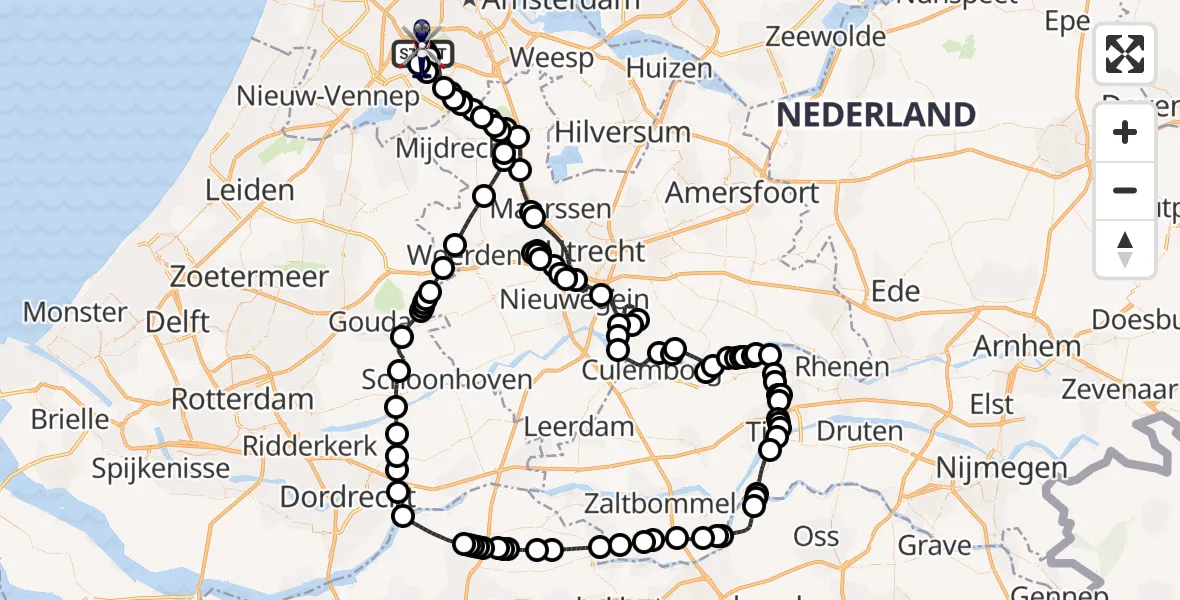 Routekaart van de vlucht: Politiehelikopter naar Amsterdam Vliegveld Schiphol, Amsterdam Vliegveld Schiphol