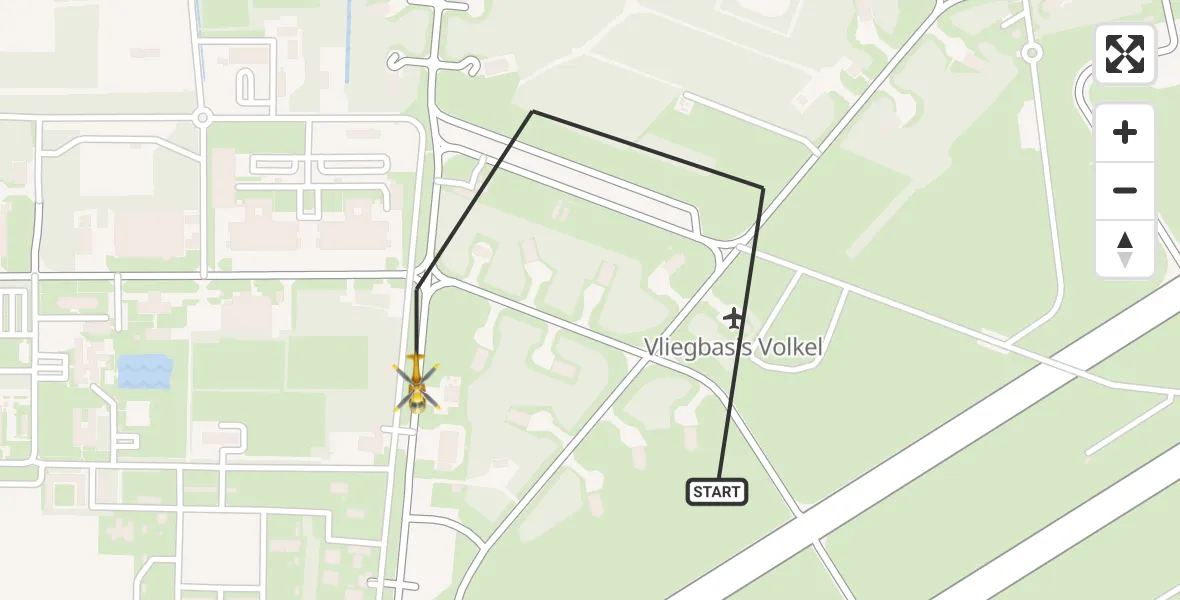 Routekaart van de vlucht: Lifeliner 3 naar Vliegbasis Volkel, Vliegbasis Volkel