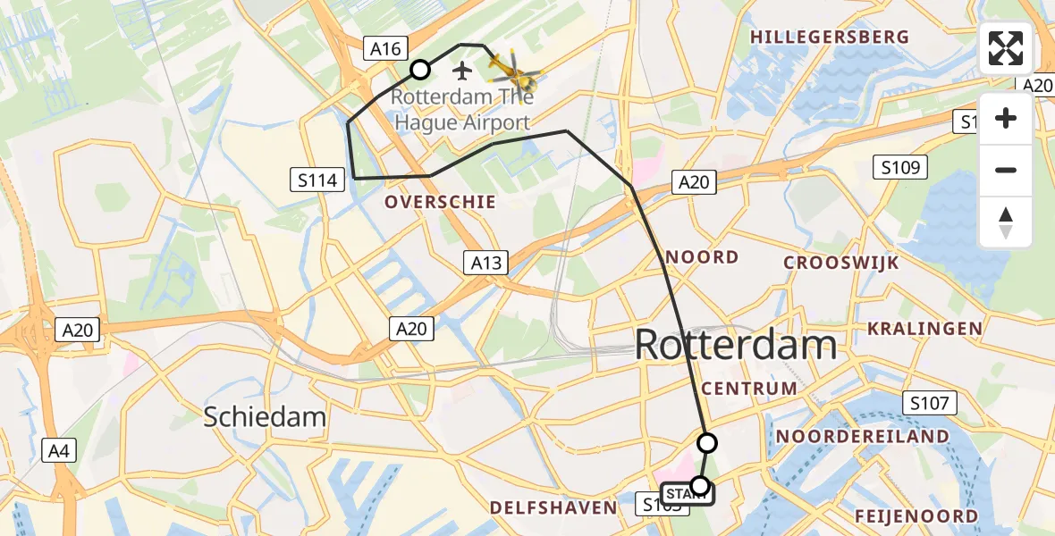 Routekaart van de vlucht: Lifeliner 2 naar Rotterdam The Hague Airport, Rotterdam The Hague Airport