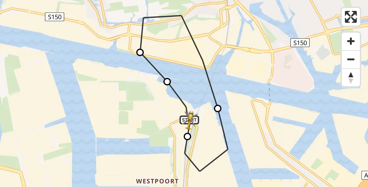 Routekaart van de vlucht: Lifeliner 1 naar Amsterdam Heliport, Amsterdam Heliport