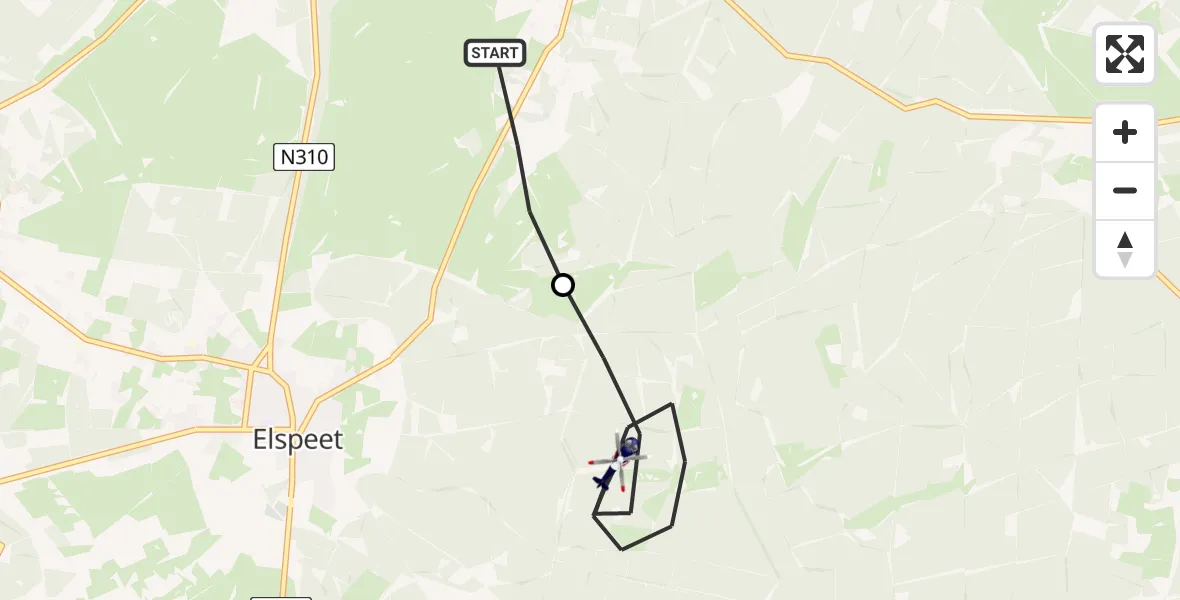 Routekaart van de vlucht: Politiehelikopter naar Elspeet, Elspeet
