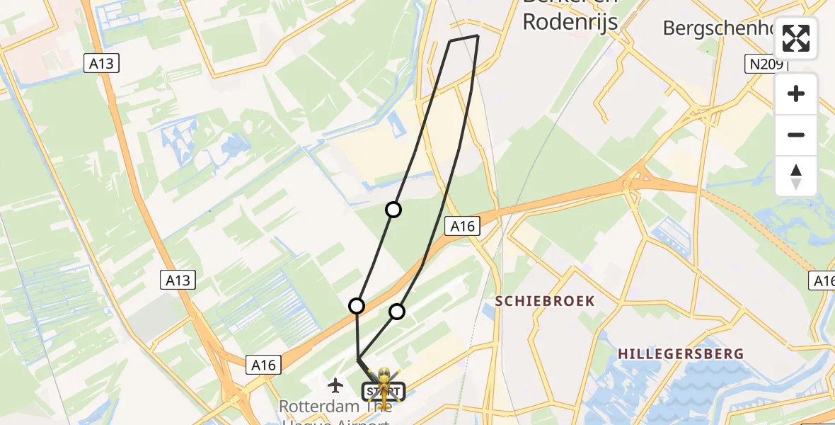 Routekaart van de vlucht: Lifeliner 2 naar Rotterdam The Hague Airport, Rotterdam The Hague Airport