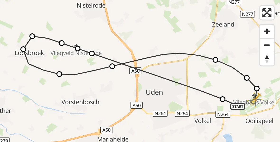 Routekaart van de vlucht: Lifeliner 3 naar Vliegbasis Volkel, Vliegbasis Volkel