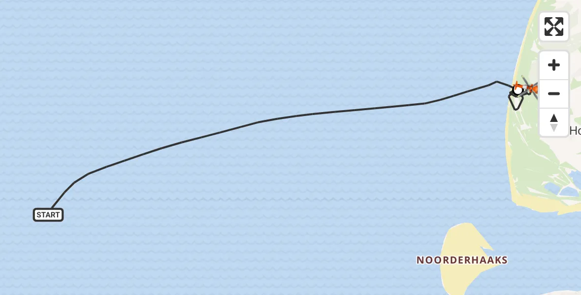 Routekaart van de vlucht: Kustwachthelikopter naar Den Hoorn, Jan Ayeslag