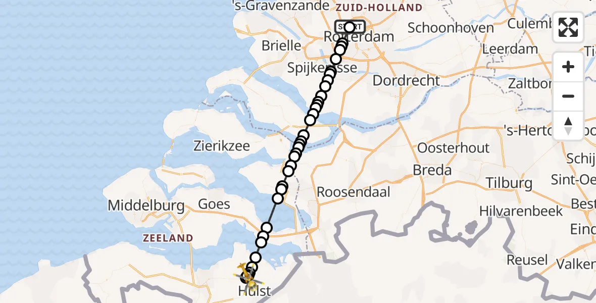 Routekaart van de vlucht: Lifeliner 2 naar Terhole, Havendijk