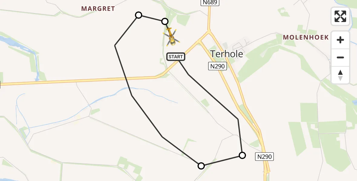 Routekaart van de vlucht: Lifeliner 2 naar Terhole, Havendijk