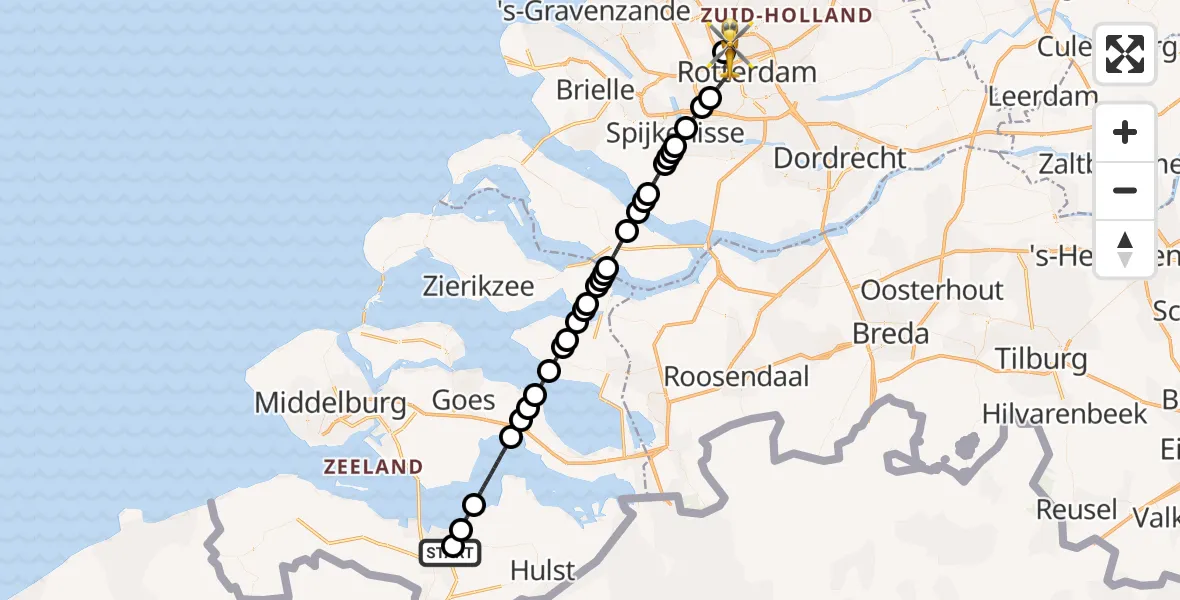 Routekaart van de vlucht: Lifeliner 2 naar Rotterdam The Hague Airport, Rotterdam The Hague Airport
