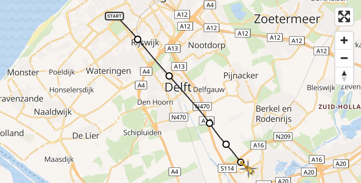 Routekaart van de vlucht: Lifeliner 2 naar Rotterdam The Hague Airport, Rotterdam The Hague Airport