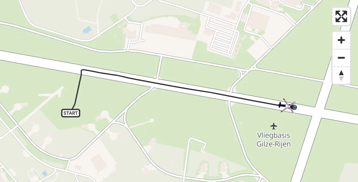 Routekaart van de vlucht: Politiehelikopter naar Vliegbasis Gilze Rijen, Vliegbasis Gilze Rijen