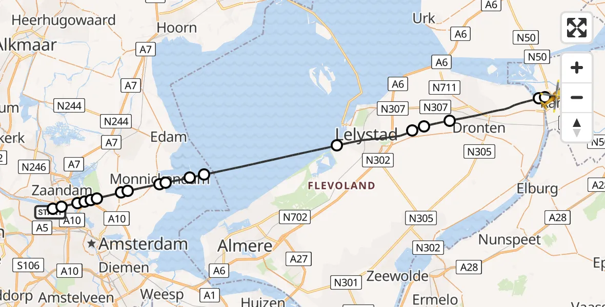 Routekaart van de vlucht: Lifeliner 1 naar Kampen, Eckertstraat