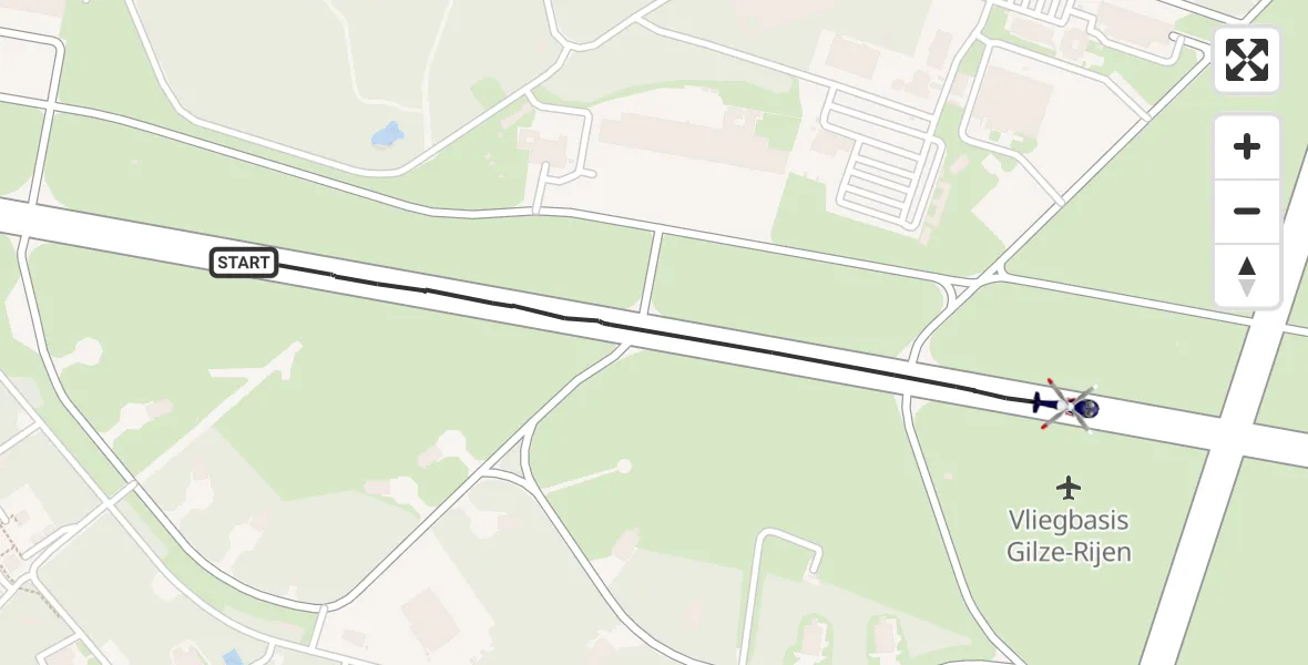 Routekaart van de vlucht: Politiehelikopter naar Vliegbasis Gilze Rijen, Vliegbasis Gilze Rijen