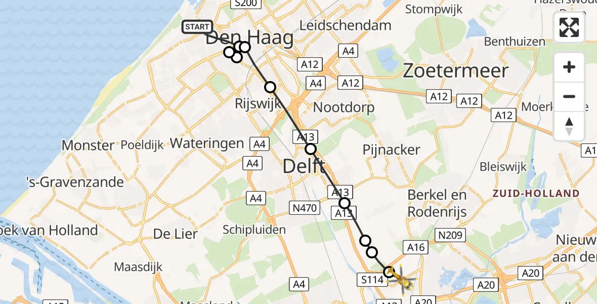 Routekaart van de vlucht: Lifeliner 2 naar Rotterdam The Hague Airport, Rotterdam The Hague Airport