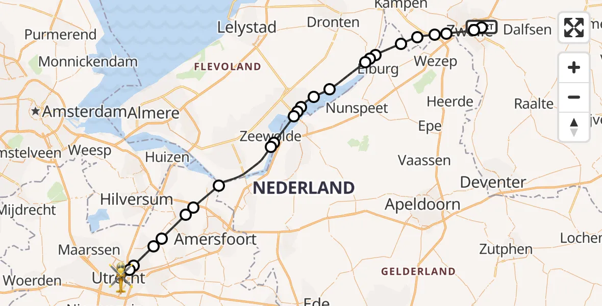 Routekaart van de vlucht: Lifeliner 1 naar Utrecht, Lepelenburg