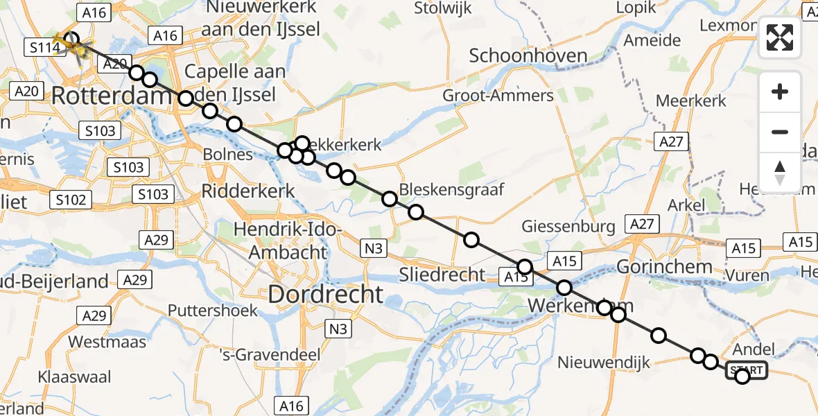 Routekaart van de vlucht: Lifeliner 2 naar Rotterdam The Hague Airport, Rotterdam The Hague Airport