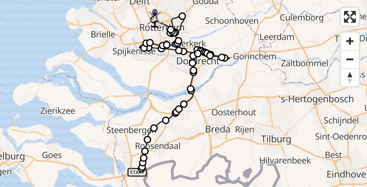 Routekaart van de vlucht: Politiehelikopter naar Rotterdam The Hague Airport, Rotterdam The Hague Airport