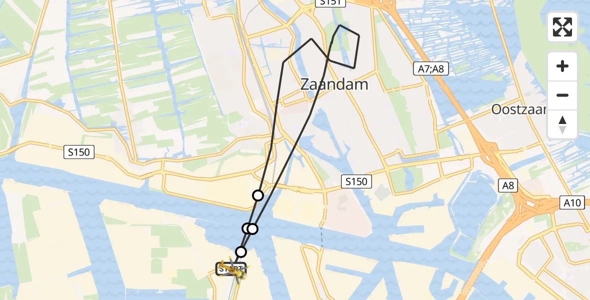 Routekaart van de vlucht: Lifeliner 1 naar Amsterdam Heliport, Amsterdam Heliport