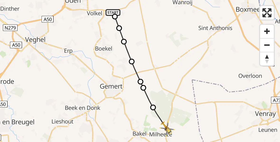 Routekaart van de vlucht: Lifeliner 3 naar Milheeze, Kaak