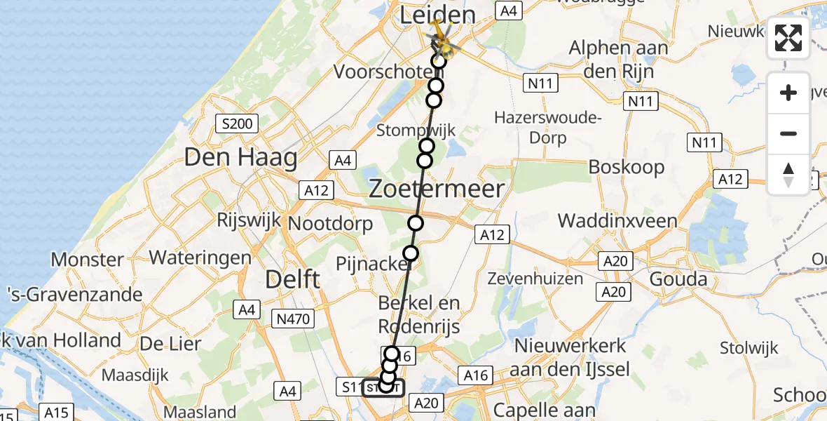 Routekaart van de vlucht: Lifeliner 2 naar Leiden, Kanaalpark