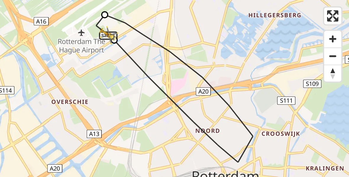 Routekaart van de vlucht: Lifeliner 2 naar Rotterdam The Hague Airport, Rotterdam The Hague Airport