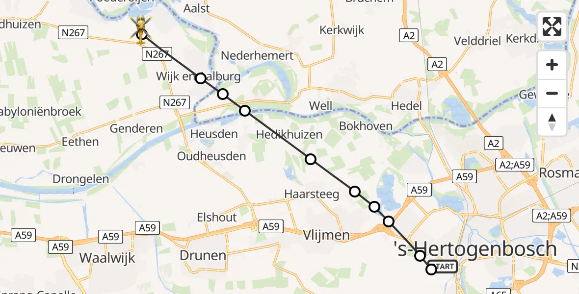 Routekaart van de vlucht: Lifeliner 3 naar Veen, Veensesteeg