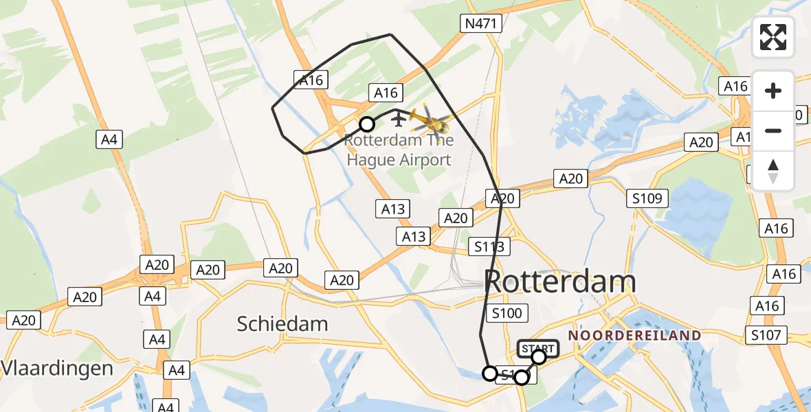 Routekaart van de vlucht: Lifeliner 2 naar Rotterdam The Hague Airport, Rotterdam The Hague Airport