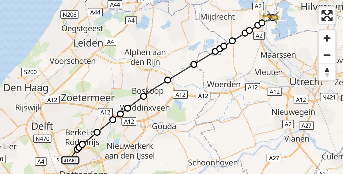 Routekaart van de vlucht: Lifeliner 2 naar Loenen aan de Vecht, Rijksstraatweg