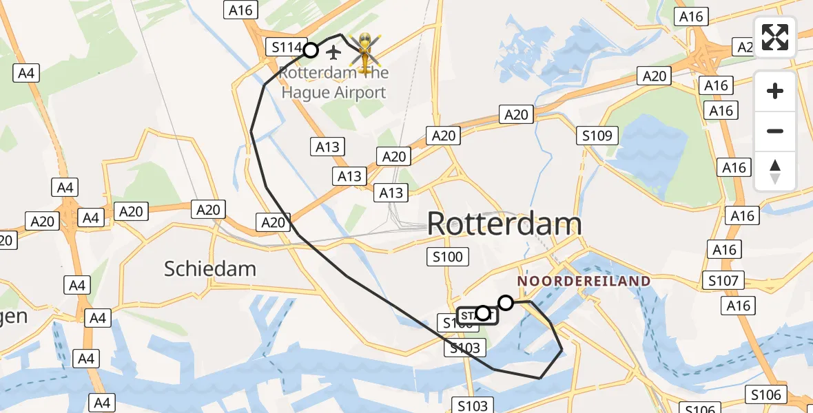 Routekaart van de vlucht: Lifeliner 2 naar Rotterdam The Hague Airport, Rotterdam The Hague Airport