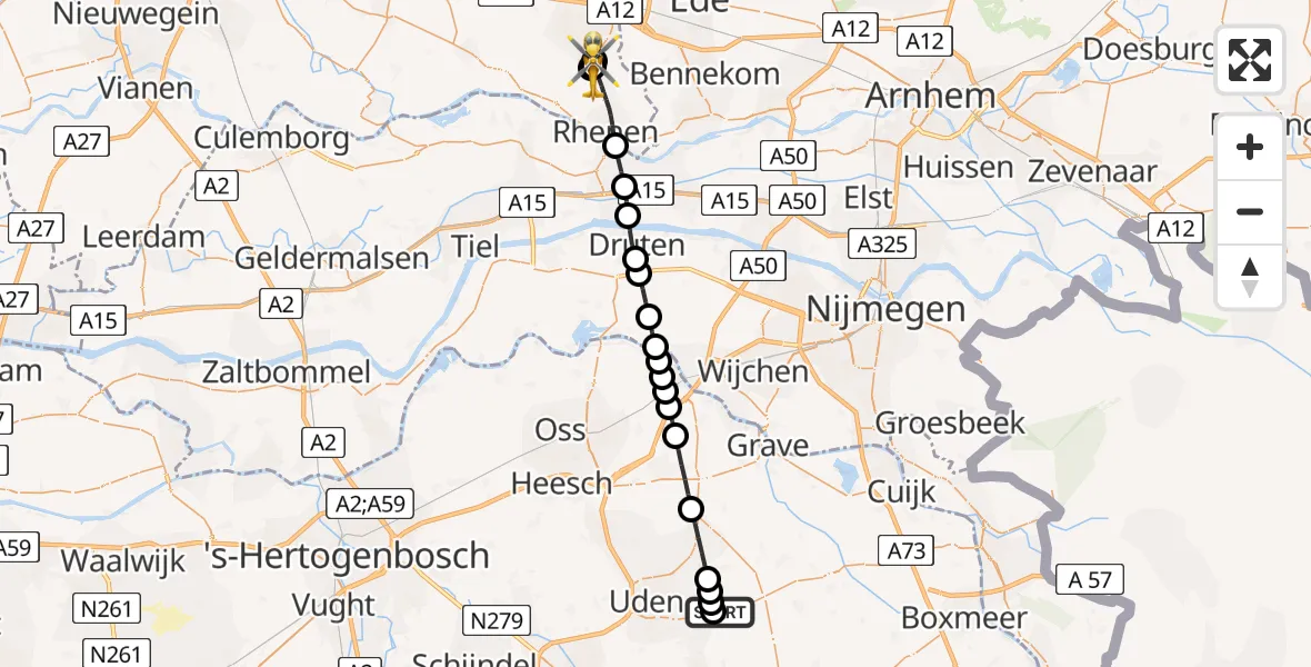 Routekaart van de vlucht: Lifeliner 3 naar Veenendaal, Verlengde Spoorlaan