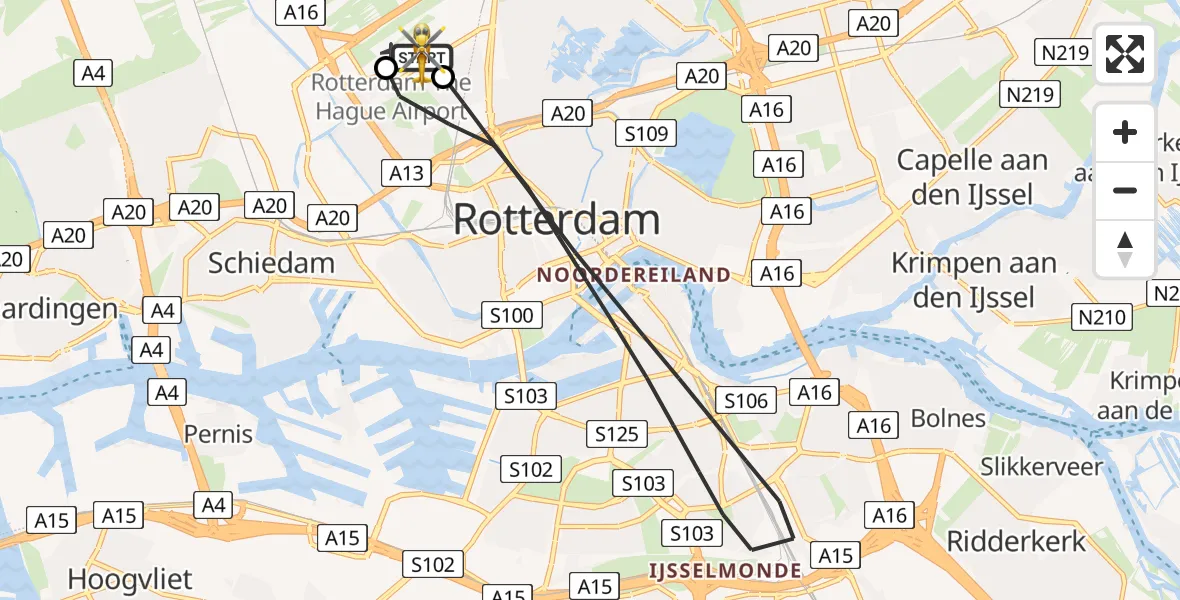 Routekaart van de vlucht: Lifeliner 2 naar Rotterdam The Hague Airport, Rotterdam The Hague Airport