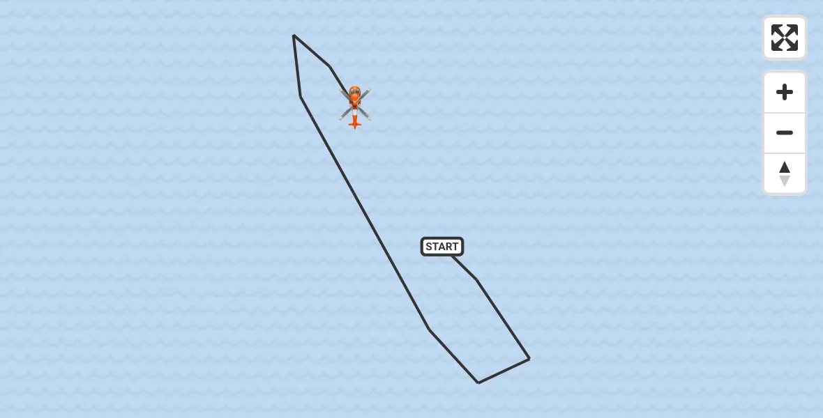 Routekaart van de vlucht: Kustwachthelikopter naar Noordzee, Noordzee