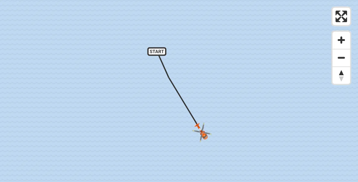 Routekaart van de vlucht:  naar Noordzee, Noordzee