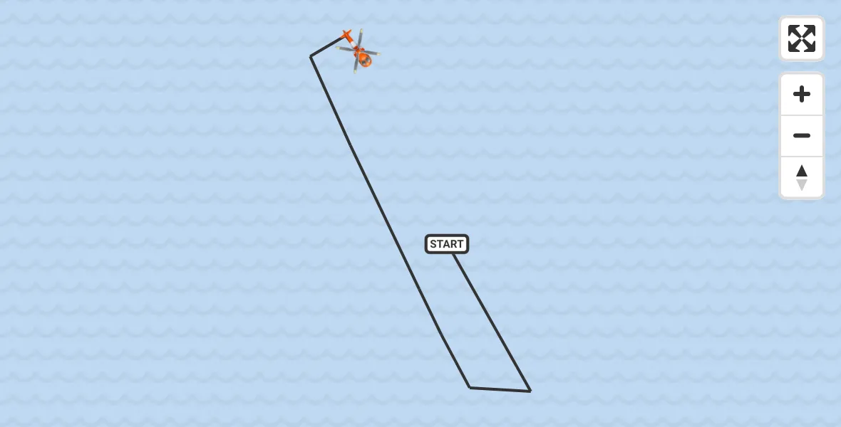Routekaart van de vlucht: Kustwachthelikopter naar Noordzee, Noordzee