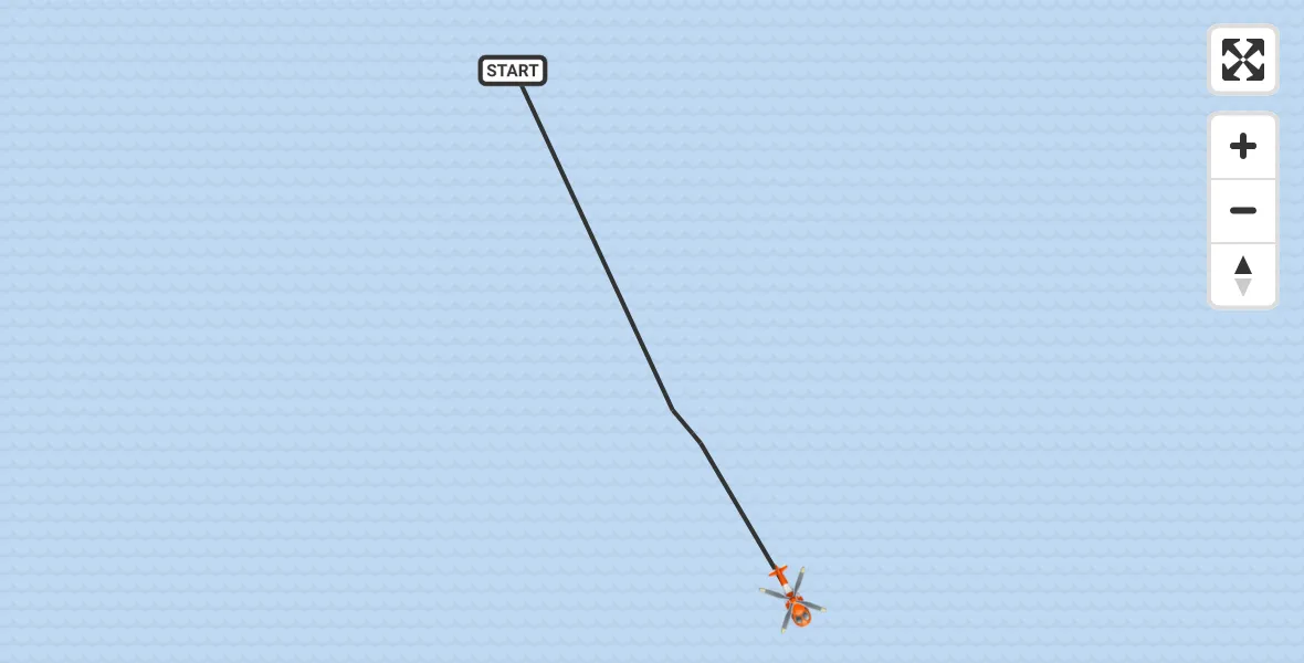 Routekaart van de vlucht:  naar Noordzee, Noordzee