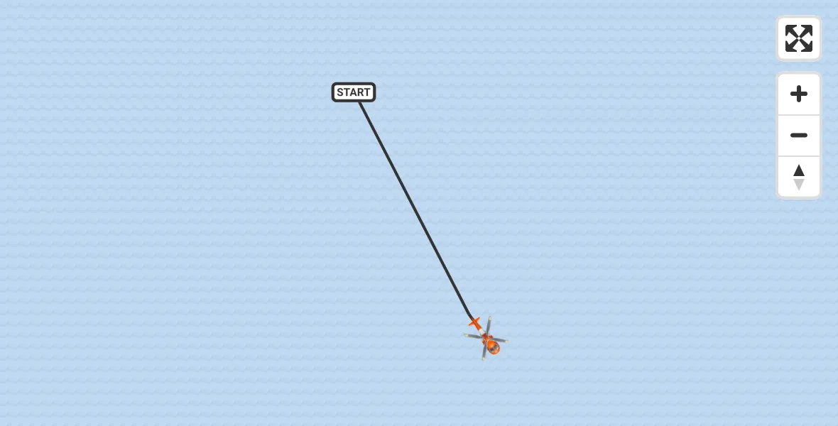Routekaart van de vlucht: Kustwachthelikopter naar Noordzee, Noordzee