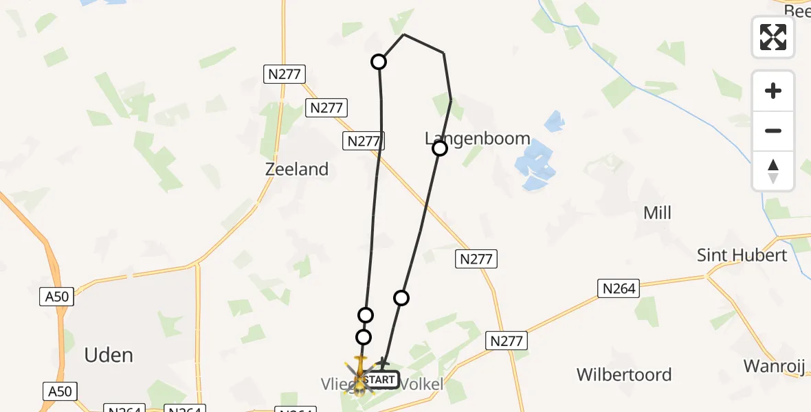 Routekaart van de vlucht: Lifeliner 3 naar Vliegbasis Volkel, Vliegbasis Volkel