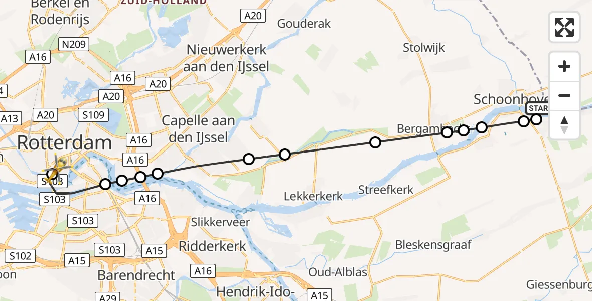 Routekaart van de vlucht: Lifeliner 2 naar Erasmus MC, Erasmus MC
