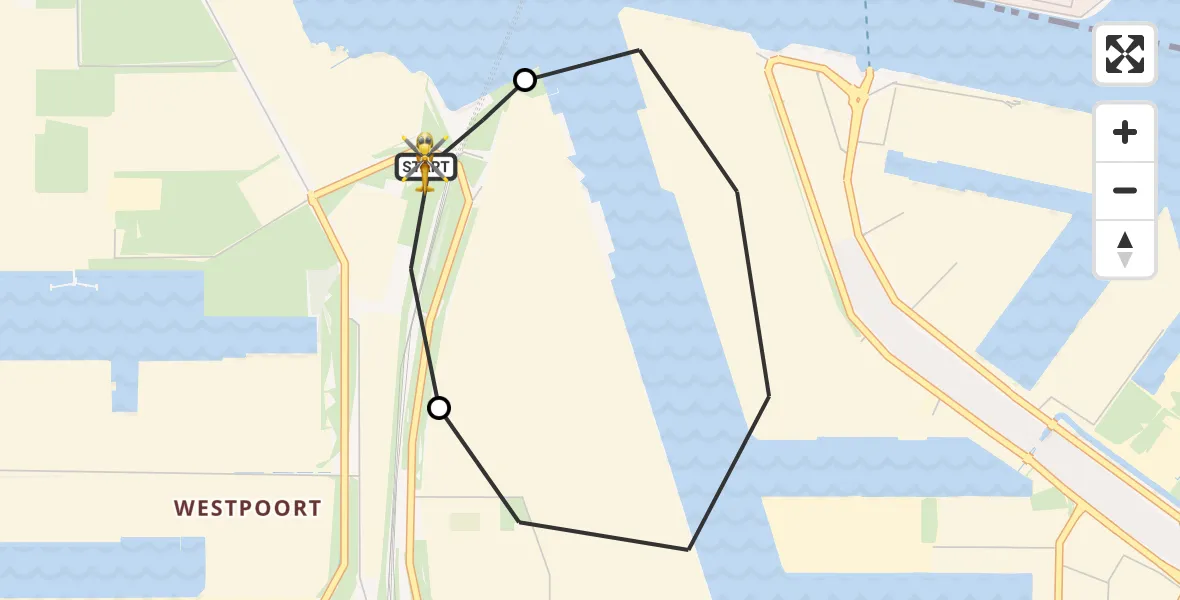 Routekaart van de vlucht: Lifeliner 1 naar Amsterdam Heliport, Amsterdam Heliport